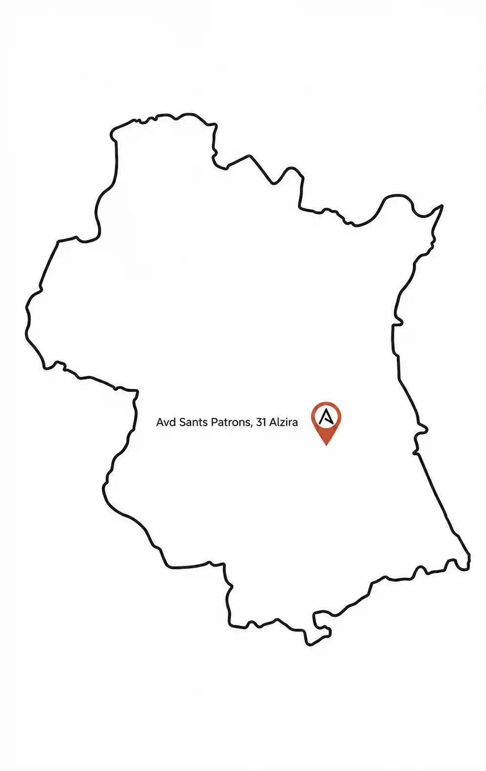 Mapa con la ubicación del showroom de AELE en Alzira